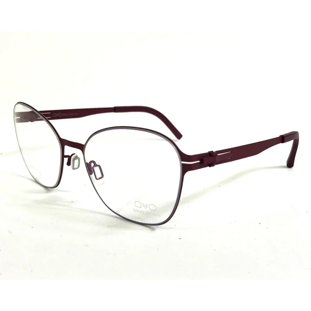 Ovvo Optics Eyeglasses Frames 3891 c5700 Burgundy Butterfly Wire Rim 52-18-135